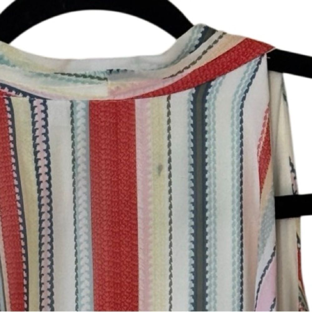 Leslie Fay Women's V Neck Multi Color Striped Midi Dress Size 6 - Picture 6 of 7